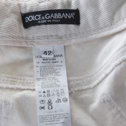Pre Owned Dolce & Gabbana Monochrome Marbled Cotton Corduroy Tapered Pants M