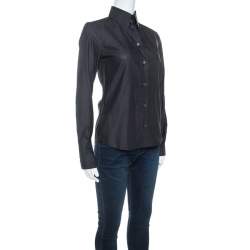 Pre Owned قميص دولتشي أند غابانا أزرار أمامية رمادي شاركول S