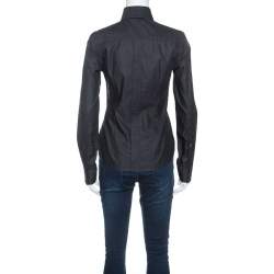 Pre Owned قميص دولتشي أند غابانا أزرار أمامية رمادي شاركول S