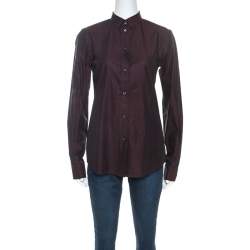 مملوكة مسبقًا Dolce & Gabbana Plum Cotton Two Toned Button Front Shirt S