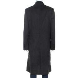Pre Owned Dolce & Gabbana Dark Grey Wool Crystal Embellished Long Coat M