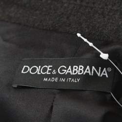 Pre Owned Dolce & Gabbana Dark Grey Wool Crystal Embellished Long Coat M