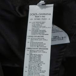 Pre Owned Dolce & Gabbana Dark Grey Wool Crystal Embellished Long Coat M