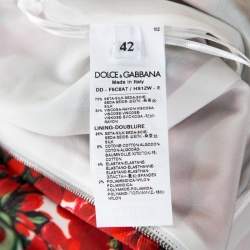 Pre Owned فستان دولتشي أند غابانا فايلي شراشيب حرير مطبوع مورد متعدد الألوان M