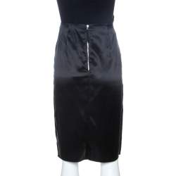 Pre Owned تنورة دولتشي أند غابانا تفاصيل فيوكة خصر ساتان سوداء M