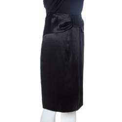 Pre Owned تنورة دولتشي أند غابانا تفاصيل فيوكة خصر ساتان سوداء M