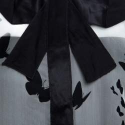 Pre Owned بلوزة دولتشي أند غابانا تفاصيل فيونكة حرير شفاف طباعة فراشة ثنائي اللون M