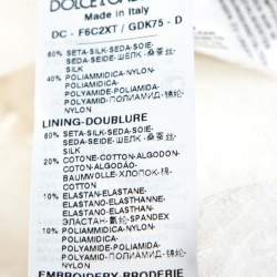 Pre Owned Dolce & Gabbana Off White Silk Feather Trim Ruffle Detail Gown L