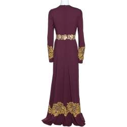 Pre Owned فستان سهرة دولتشي آند غابانا كريب لوركس بوردوه سترتش حواف دانتيل M 