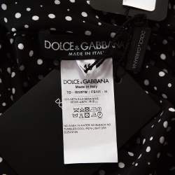 مملوكة مسبقًا Dolce & Gabbana Monochrome Polka Dot Silk Belted Maxi Dress L