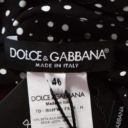 مملوكة مسبقًا Dolce & Gabbana Monochrome Polka Dot Silk Belted Maxi Dress L