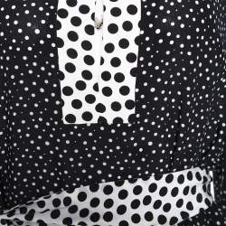 مملوكة مسبقًا Dolce & Gabbana Monochrome Polka Dot Silk Belted Maxi Dress L