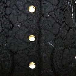 Pre Owned Dolce & Gabbana Black Floral Lace Bee Appliqued Shift Dress L