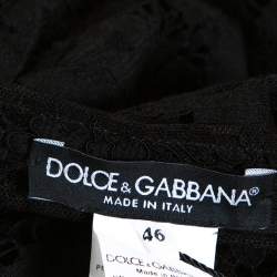 Pre Owned Dolce & Gabbana Black Floral Lace Bee Appliqued Shift Dress L