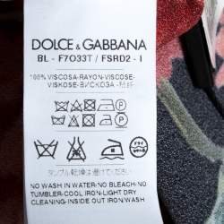 Pre Owned تونيك دولتشي آند غابانا أسود وأحمر مورد مطبوع بأكمام طويلة M