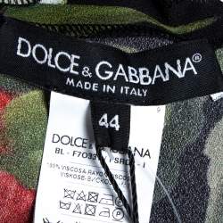 Pre Owned تونيك دولتشي آند غابانا أسود وأحمر مورد مطبوع بأكمام طويلة M