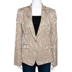 Pre Owned Dolce & Gabbana Beige Cotton Blend Jacquard Jacket M
