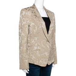 Pre Owned Dolce & Gabbana Beige Cotton Blend Jacquard Jacket M