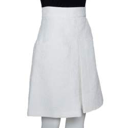 Pre Owned تنورة دولتشي أند غابانا قطن أبيض نمط مورد قصة حرف إيه مقاس صغير - سمول