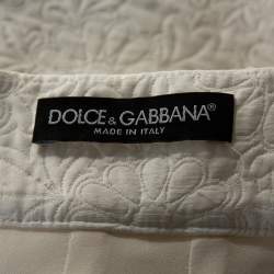 Pre Owned تنورة دولتشي أند غابانا قطن أبيض نمط مورد قصة حرف إيه مقاس صغير - سمول