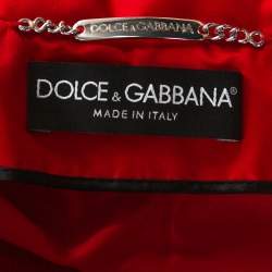 Pre Owned Dolce & Gabbana Red Silk Satin Button Front Coat L
