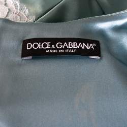 مملوكة مسبقًا Dolce & Gabbana Light Blue Satin Lace Trim Gown L