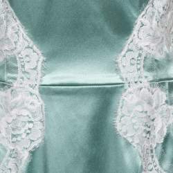 مملوكة مسبقًا Dolce & Gabbana Light Blue Satin Lace Trim Gown L