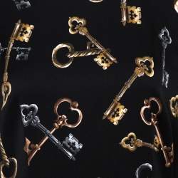 مملوكة مسبقًا Dolce & Gabbana Black Keys Print Silk Long Sleeve Sheath Dress L