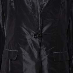 Pre Owned Dolce & Gabbana Black Silk Taffeta One Buttoned Coat L