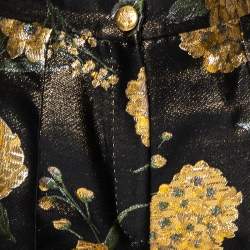 Pre Owned Dolce & Gabbana Black/Gold Floral Jacquard Straight Leg Trousers S