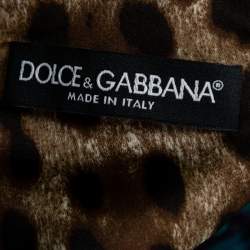 Pre Owned Dolce & Gabbana Metallic Green Jacquard Embellished Midi Dress M