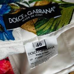 Pre Owned Dolce & Gabbana Floral Print Cotton Jacquard Cropped Pants L