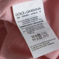 Pre Owned Dolce & Gabbana Pink Rose Applique Cashmere Pullover L