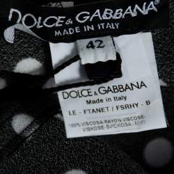 Pre Owned Dolce & Gabbana Monochrome Polka Dot Crepe Leggings M