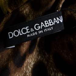 Pre Owned Dolce & Gabbana Gold Floral Jacquard Royal Embellished Midi Dress M