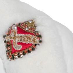 Pre Owned Dolce & Gabbana White Fur Stone & Sequin Embellished Open Front Crop Jacket S