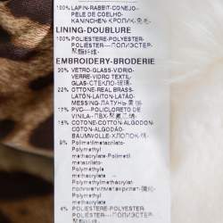 Pre Owned Dolce & Gabbana White Fur Stone & Sequin Embellished Open Front Crop Jacket S