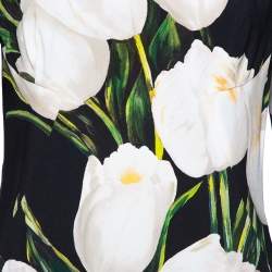 Pre Owned Dolce & Gabbana Black Printed Crepe Sheath Dress XL