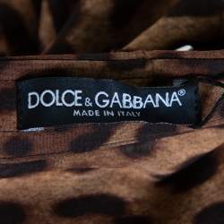 Pre Owned Dolce & Gabbana Brown Animal Printed Cotton Collared Shift Dress L