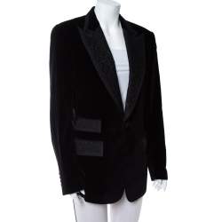 Pre Owned Dolce & Gabbana Black Velvet Casino Tuxedo Jacket L