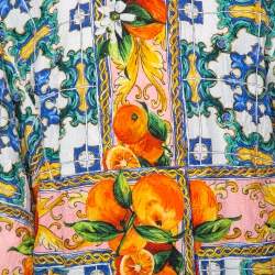 Pre Owned معطف دولتشي أند غابانا خفيف الوزن صدرية مزدوجة قطن  مزخرف مطبوع ماجوليكا متعدد الألوان مقاس كبير (لارج)