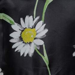 Pre Owned Dolce & Gabbana Black Sunflower Printed Silk Flared Dress M