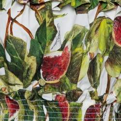 مملوكة مسبقًا Dolce & Gabbana Green Fig Printed Cotton Off Shoulder Tiered Mini Dress M