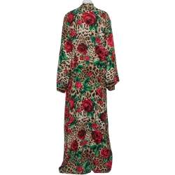 Dolce & Gabbana Animal & Rose Printed Silk Abaya L