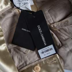Pre Owned Dolce & Gabbana Gold Satin Contrast Trim Pants S