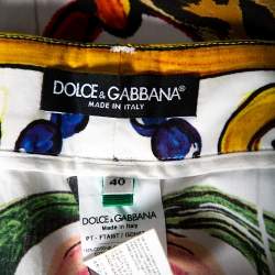Dolce & Gabbana Multicolored Printed Cotton Pleated Detail Pants S