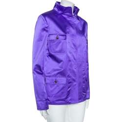 Dolce & Gabbana Purple Silk Satin Button Front Jacket M
