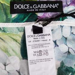 Pre Owned Dolce & Gabbana Hydrangea Printed Cotton High Waist Wide Leg Pants S