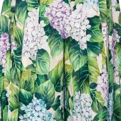 Pre Owned Dolce & Gabbana Hydrangea Printed Cotton High Waist Wide Leg Pants S