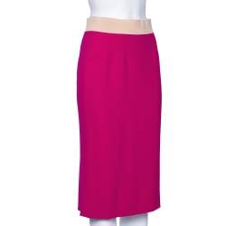 Pre Owned Dolce & Gabbana Pink Crepe Knee Length Skirt M